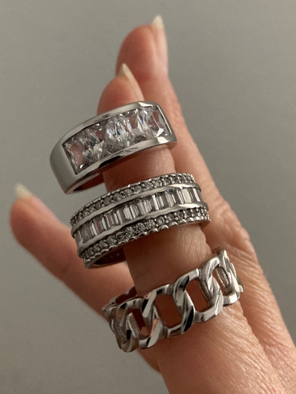CHILD OF WILD SZ9 Ring SET Silver Stackable layering cocktail Rings Silver Set
